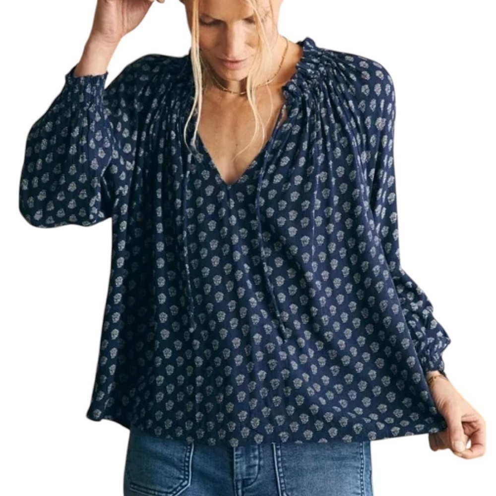FAHERTY Emery Lotus Floral Print Blouse Top